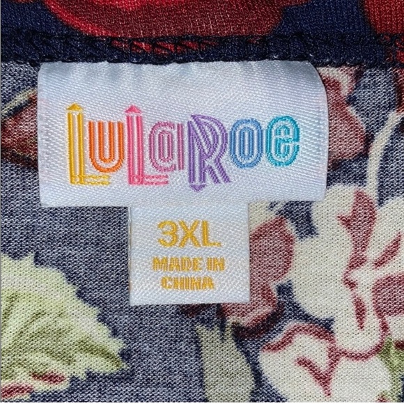 LuLaRoe Long Sleeve Top - Navy, Red, White Floral - Picture 4 of 5